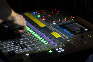 Obraz premium a sound mix table during a music concert
