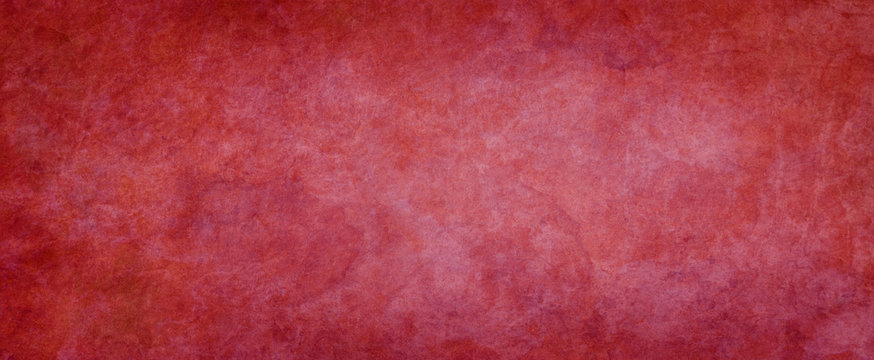 Old red Christmas background with vintage marbled grunge texture, solid blank elegant red banner layout in panoramic size