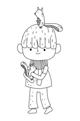 Isolated boy cartoon in autumn season design