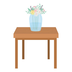 Flower pot over table vector design