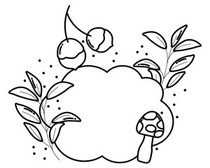 Isolated leaves fungi and pine cones design