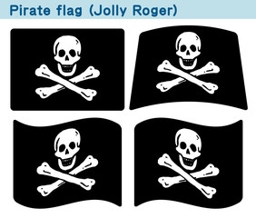 「海賊旗（Jolly Roger）」4個の形のアイコンデザイン