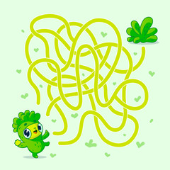 Help vegan character find path to salad. Labyrinth. Maze game for kids. Vector illustration.