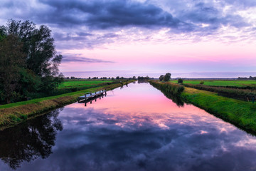 Sunrise near Dykhausen in east frisia on a cold morning