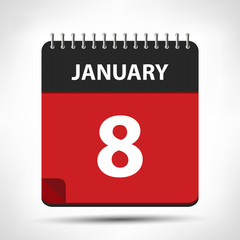 January 8 - Calendar Icon - Calendar design template