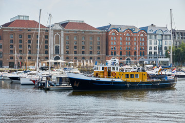 group of ships moored in the port