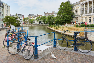 bicycles in bridge over river