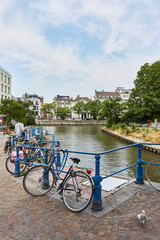 bicycles in bridge over river