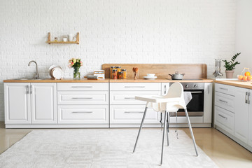 Fototapeta na wymiar Stylish interior of modern kitchen