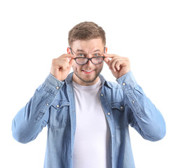 Handsome young man on white background