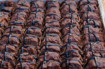 Traditional turkish ramadan dessert called baklava.  Chocolate baklava
