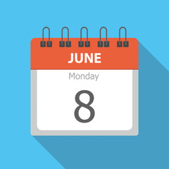 Monday 8 - June - Calendar icon