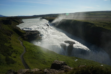 Magnificent, large waterfall in Iceland