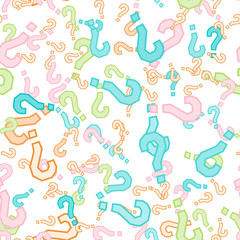 Quiz seamless pattern. Question marks, doubt, faq