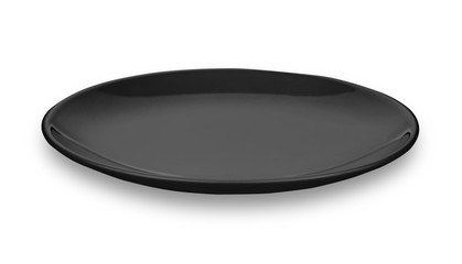empty black  plate isolated on a white background