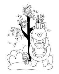 Isolated bear cartoon in autumn season vector design
