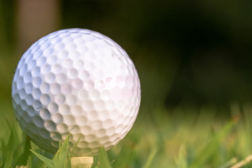close-up photograph of golf ball with background falling into darkness room for copy