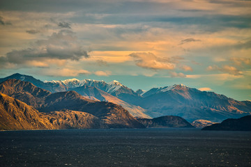 Lake hawea, Newzealand, beautiful mountains and lakes in the evening.