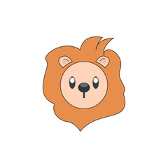 Cute Lion Face Emoticon Emoji Expression Illustration logo