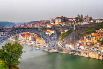Travel Destinations. Amazing Porto City In Portugal at Dusk.