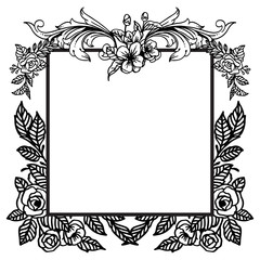 Pattern art of wreath frame, in black and white colors, for design banner or poster. Vector