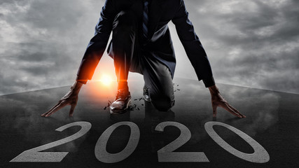Businessman Starting to new year,The readiness of leaders, vision and new ideas are beginning in 2020.