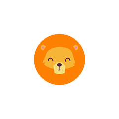 Cute Lion Face Emoticon Emoji Expression Illustration logo