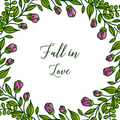 Modern card fall in love, with decor purple flower frame. Vector