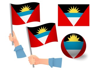 Antigua and Barbuda flag in hand icon