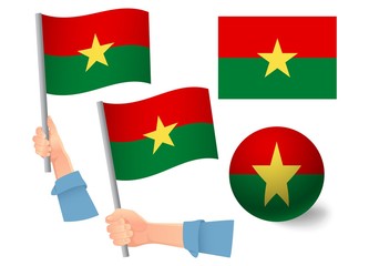 Burkina Faso flag in hand icon