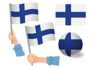 Finland flag in hand icon