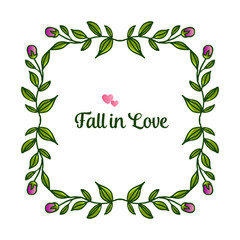 Vintage frame with style unique floral in purple colors, for greeting card fall in love. Vector