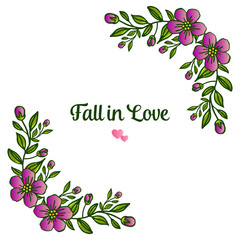 Seamless pattern of purple floral frame, for decoration template of card fall in love. Vector