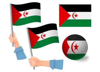 Sahrawi Arab Democratic Republic flag in hand icon