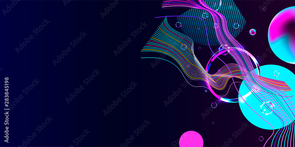 Wall mural blue dark retro futuristic neon abstraction background cosmos new art 3d starry sky glowing galaxy a