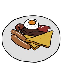 cartoon breakfast food on white background