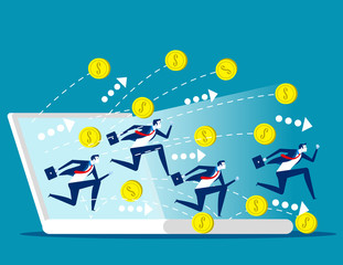 Business wealth. Money follow the business people. Concept business vector illustration.