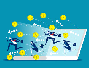 Business wealth. Money follow the business people. Concept business vector illustration.