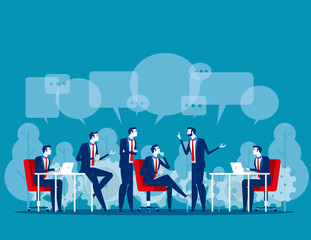 Business people talk. Concept business vector illustration, Discussion, Communication, Brainstorming.