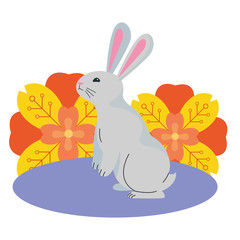 Cute rabbit and flower cartoon