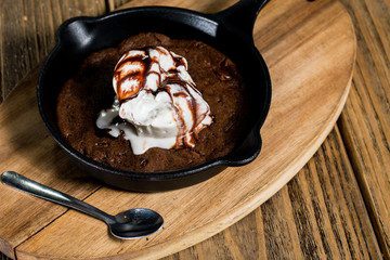 Hot cookie with ice cream