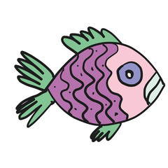 Fish flat color illustration on white
