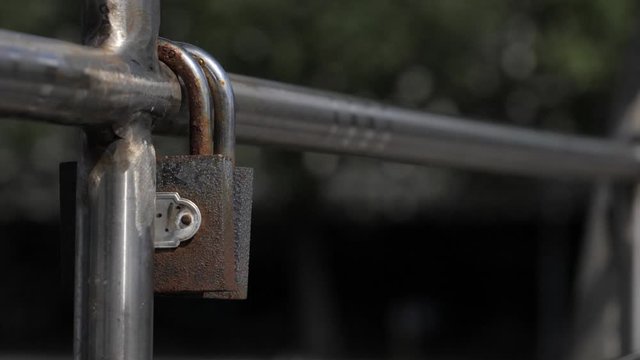 A couple of locks starting a new section on a bridge. Also known as love locks