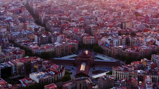 Barcelona Aerial view Mercat de Sant Antoni, Spain