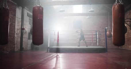 Adult male boxer stepping into the ring