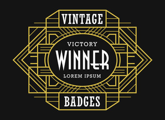 Decorative Vintage Badge Fashionable Ornament Luxury Label Design Line Art Design Elements
