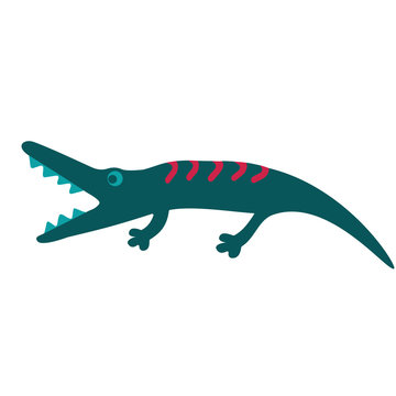Crocodile flat color illustration on white