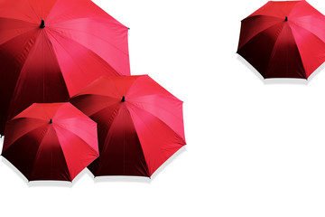 Red umbrella isolated on white background. This had clipping path.