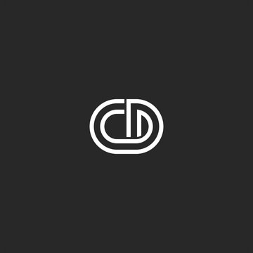 Logo monogram CD or DC letters thin lines creative stylish design element, two overlapping marks C and D together
