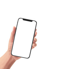 Hand holding smartphone device